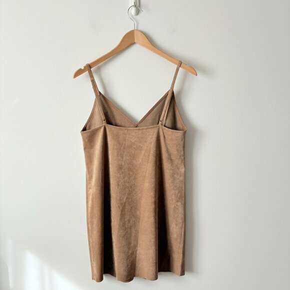 Aritzia Wilfred Free Vivienne Brown Faux Suede Mini Dress Size Medium - Picture 4 of 6